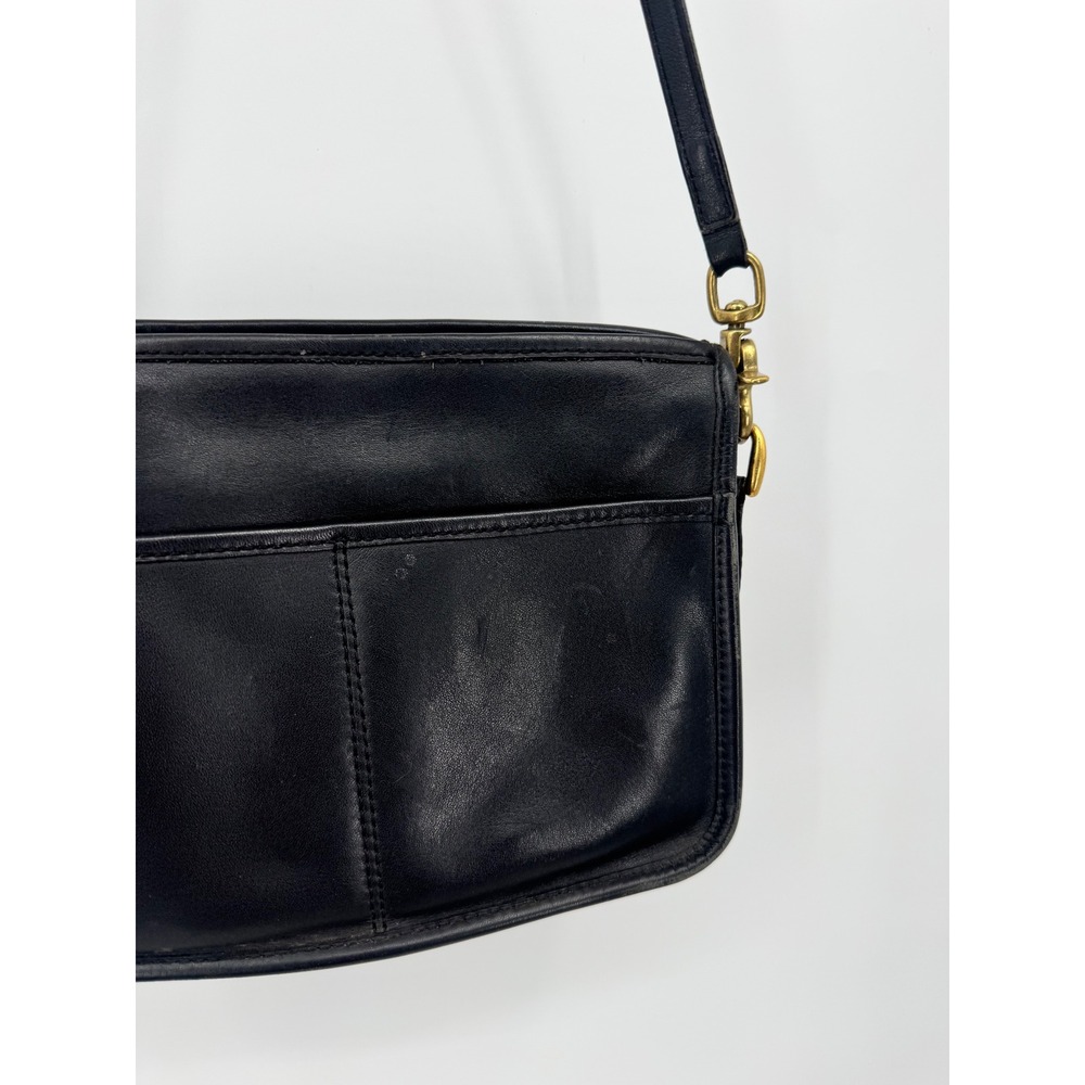 Coach Crossbody Bag Women OS Black Vintage Leather Brass Hardware Slim Handbag - Picture 2 of 16